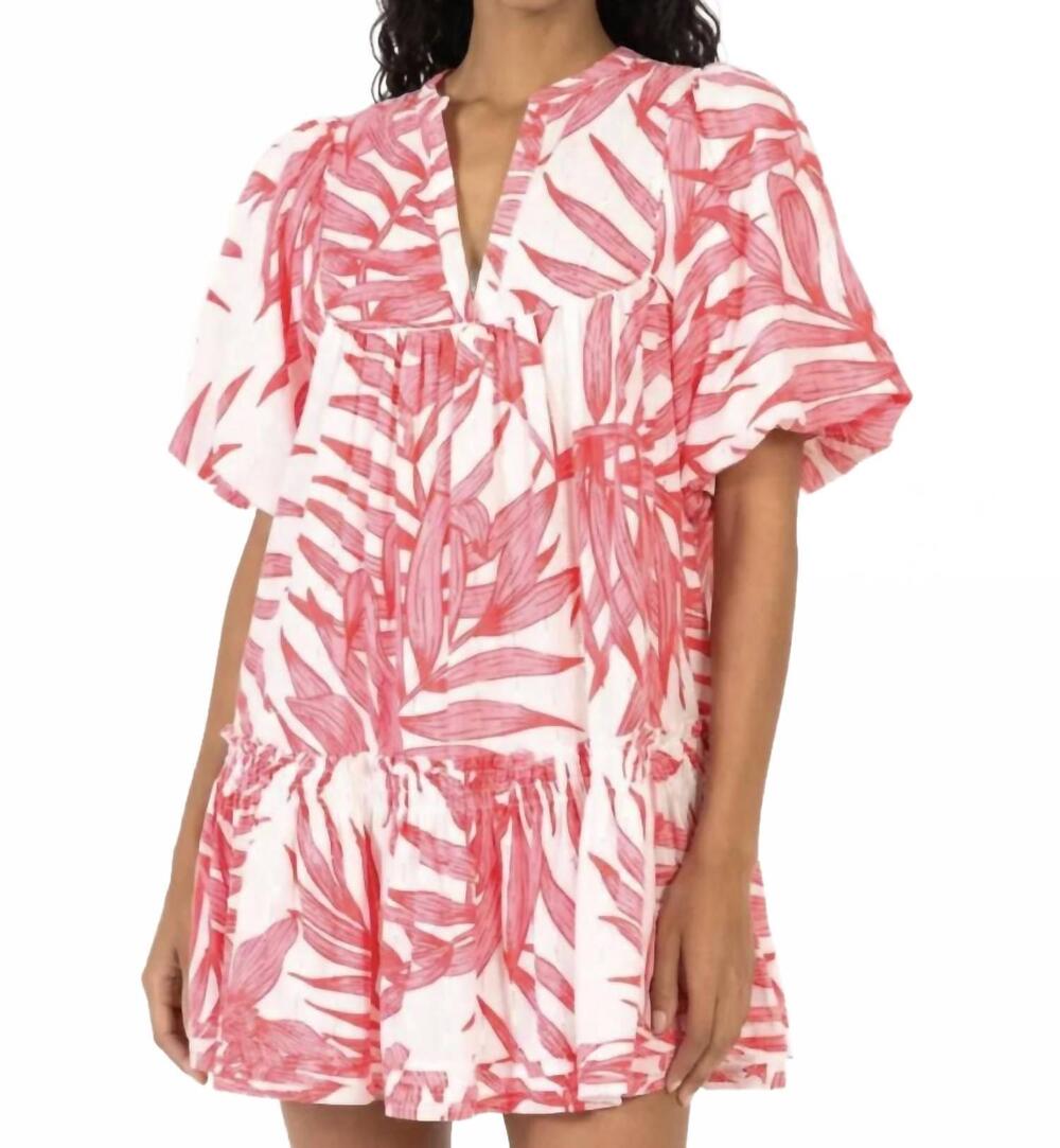 NEW POUPETTE ST BARTH cruz mini dress in pink palm leaf